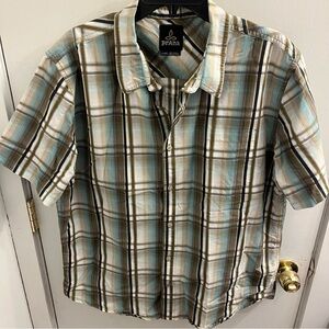 Prana Plaid Short Sleeve Button Down Men’s XL